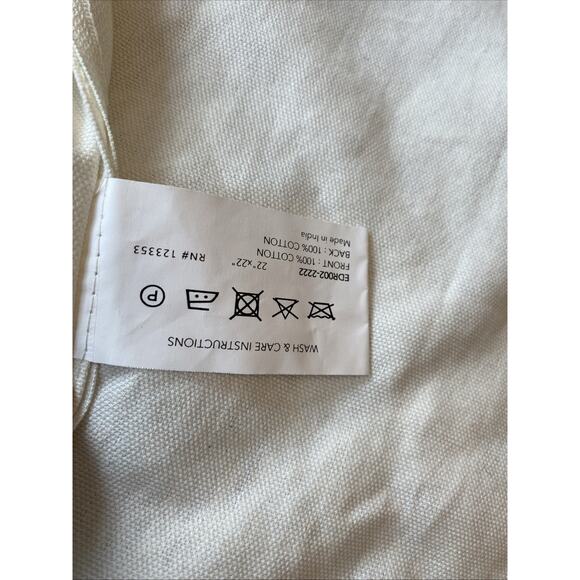 Surya Shaggy Texture White Blue Aztec Boho Tribal Pillow Cover 22x22 100% Cotton - Picture 10 of 10